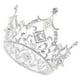 thumbnail image 4 of Corona redonda de estilo barroco de lujo con diamantes de imitación cuadrados para boda, diadema de fiesta, tiara para novia y mujer (blanco), 4 of 5
