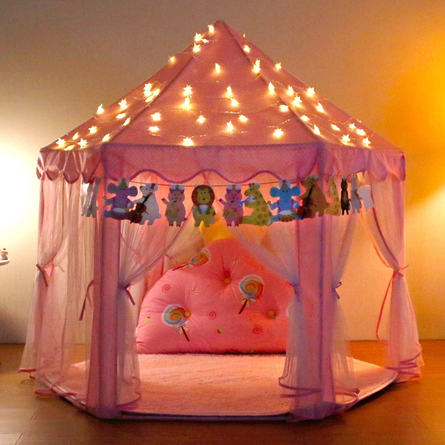 Princess Castle Play Tents for kids with Star Lights Indoor Outdoor Gifts Age 3+ 