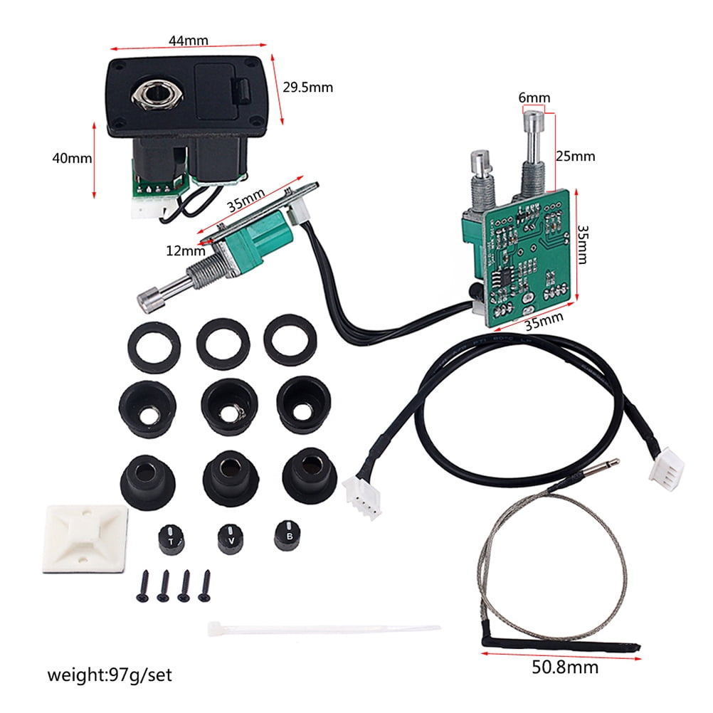 HINTRMENT Band Piezo Pickup System For Ukulele With Treble Bass Volume Preamp With Output Jack For Acoustic Instruments