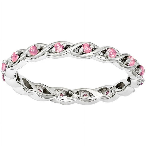 Created Pink Sapphire Sterling Silver Ring