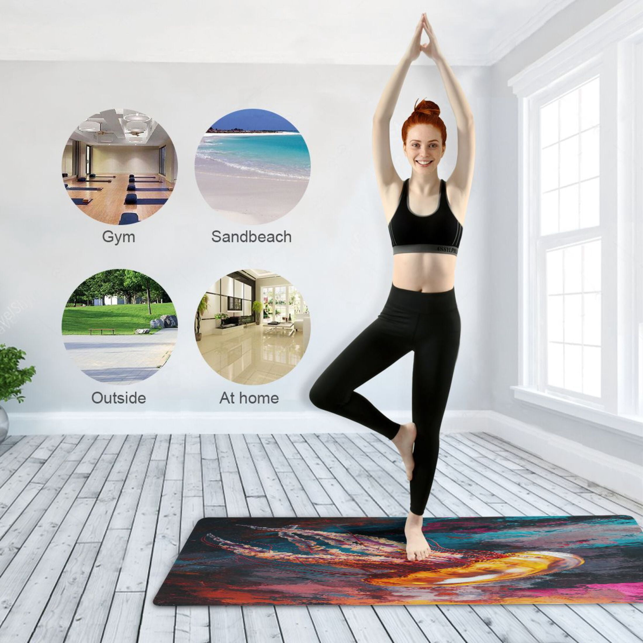 BZSMCE Yoga Mat Women Jellyfish Colorful Art Fitness Mat