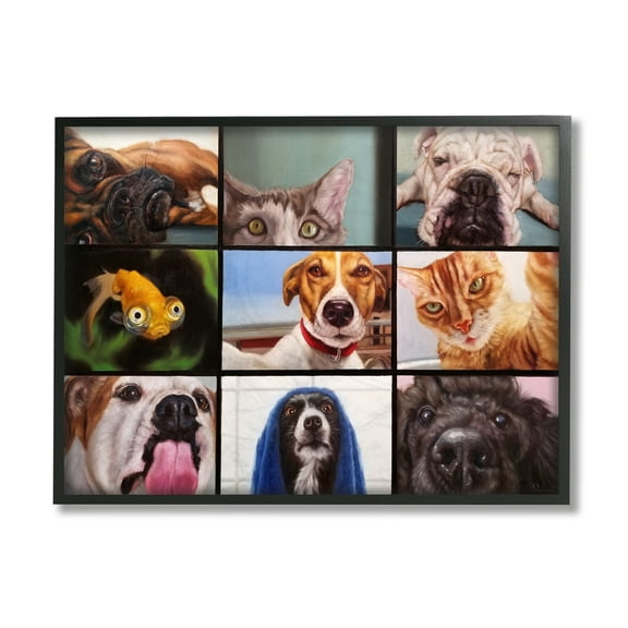 Stupell Industries Animal Video Chat Meeting Office Pet Humor Black Framed, 16 x 20, Design by Lucia Heffernan