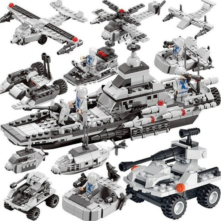 MOC NON LEGO Compatible with Lego Soldier Warship Battle Cruise Building Blocks Tank Aircraft Model Toy Construction Bricks Toy for Boy Walmart