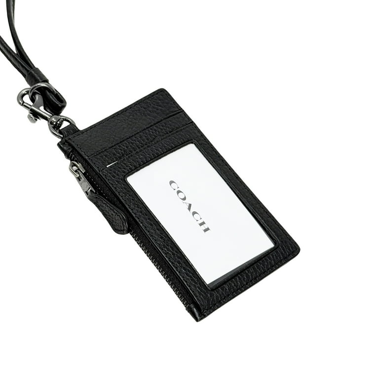 Coach Pebbled Leather Zip Lanyard Card Case (Black) - Walmart.com
