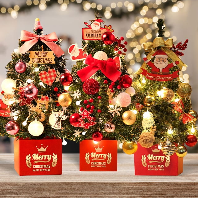 Árbol de Navidad Artificial de Mesa con Luces Led, Ideal para Decorar Interiores y Fiestas.