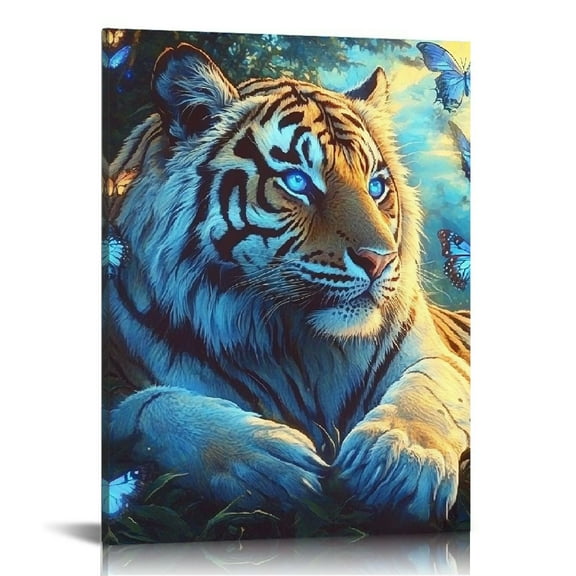 ZFLMY Tiger Butterflies Fantasy Art Canvas Wall Art Home Decor 12x16in