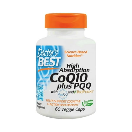 Doctor's Best High Absorption CoQ10 plus PQQ, Gluten Free, Naturally Fermented, Vegan, Heart Health and Energy Production, 60 Veggie
