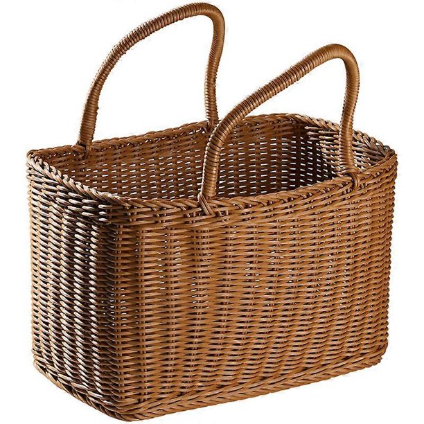 Basket Woven Wicker Baskets Picnic Handle Storage Rattan Market Flower Handles Straw Fruit Gift Shop