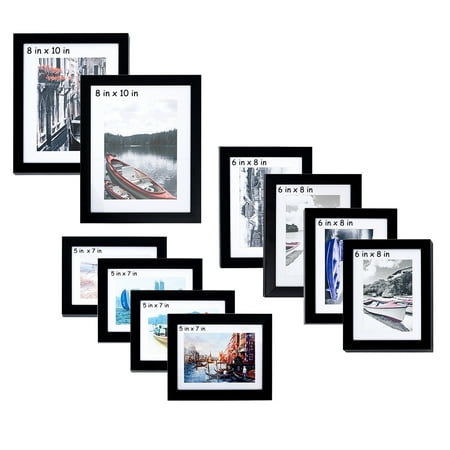 KARMAS PRODUCT 10 Pieces Picture Frame Sets for Wall Gallery-2 pcs 8x10 in, 4 pcs 6x8 in, 4 pcs 5x7 in, (Best Frames For Black And White Portraits)