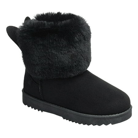 

SNJ Toddler Girl Faux Fur Lining Warm Winter Bootie Ankle Rabbit Boot Shoe