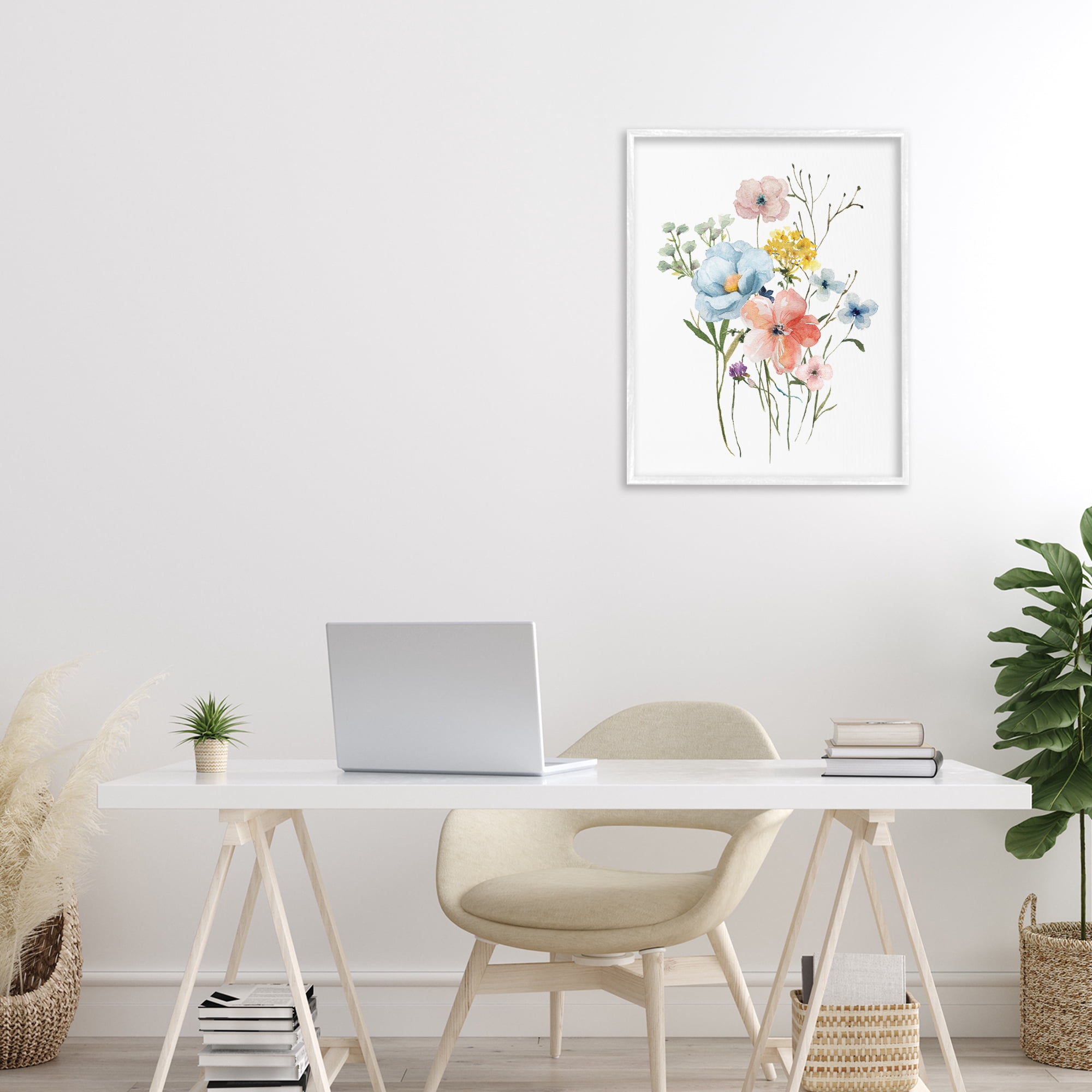 Stupell Industries Spring Meadow Wild Flowers White Framed Giclee Art, design by Livi Finn