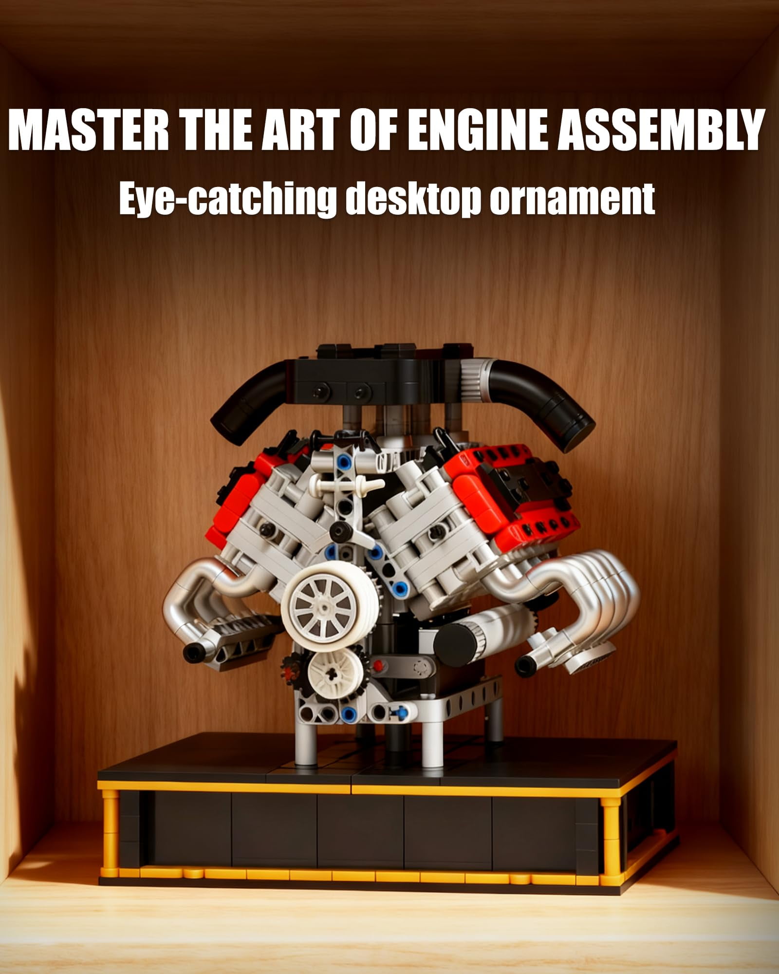 Joycrown Mini V8 Engine Kits That Runs, Build Your Own V8 Engine Building Set with Motor and Battery, STEM Physical Science Educational Toy for Adults Kids Age 14+ (1123PCS)