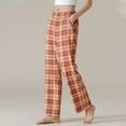 thumbnail image 2 of yillto Women's Cotton Plaid Pajama Pants Elastic Waist Loungewear Nightwaer Trousers with Pockets, 2 of 5
