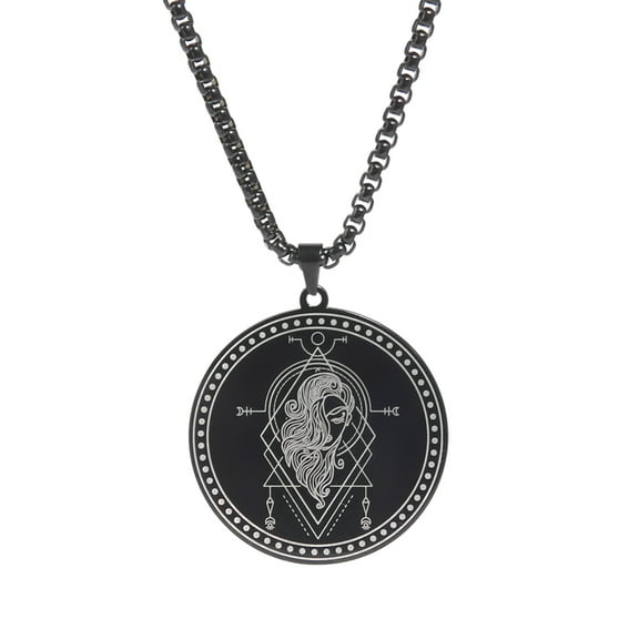 TEAMER Stainless Steel 12 Constellation Necklace Men Capricorn Libra Aries Leo Virgo Taurus Horoscope Zodiac Necklaces (Black-Virgo)