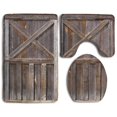 thumbnail image 1 of ABPHQTO Puerta de granero de madera vieja granja de roble Juego de alfombras de baño de 3 piezas Alfombra de baño Alfombra de contorno y tapa de inodoro, 1 of 2