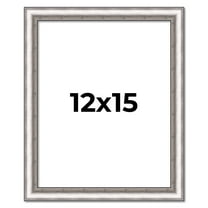 12x15 Frame Silver Real Wood Picture Frame Width 1.25 Inches | Interior Frame Depth 0.5 Inches |