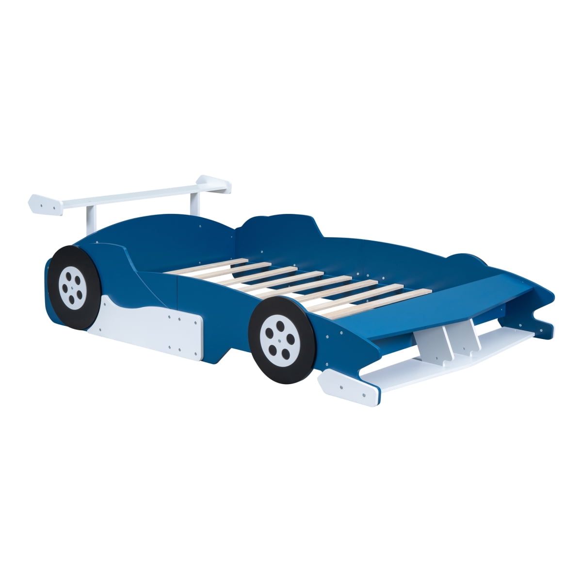 Twin Size Race Car-Shaped Platform Bed with Wheels