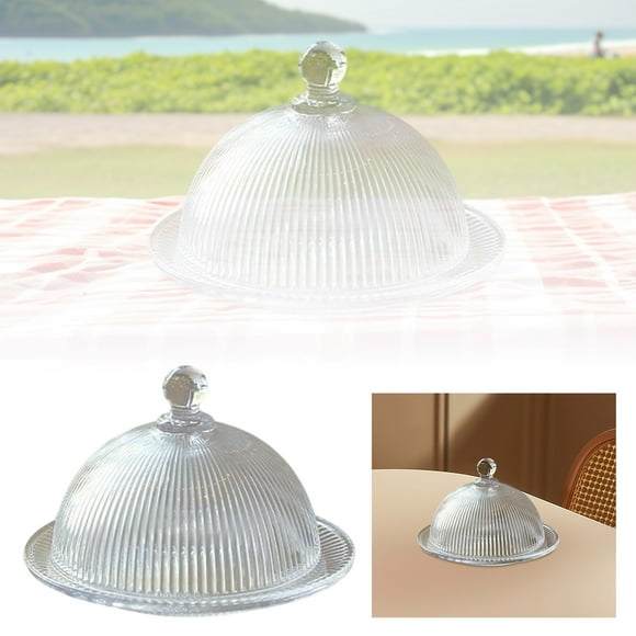 Clear Glass Cake Display Dome With Lid and Base Transparent Dessert Serving Stand for Showcase