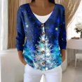 thumbnail image 2 of Women's Fashion Long Sleeve Christmas Snowman Snowflake Print Jacket Cardigan for Holiday Party and Casual Daily Wear,Royal Blue,2XL, 2 of 4