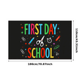thumbnail image 2 of Colorful First Day of School Themed Backdrop Banner with Pencil Scissors Clock Decorations for School Events Photo Props Party Decor Backgrounds, 2 of 7