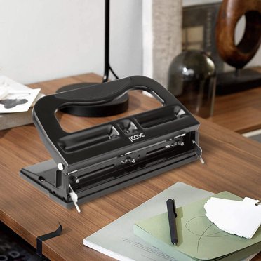 Eagle 3 Hole Punch, Portable Ring Binder 3 Hole Punch, Paper Puncher With Integrated Ruler, 5 Sheets Capacity, For Ring Binders, Office And School Supplies (Black