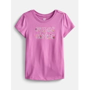 Wonder Nation Toddler Girls Graphic Tee with Short Puff Sleeves, Sizes 18M-5T