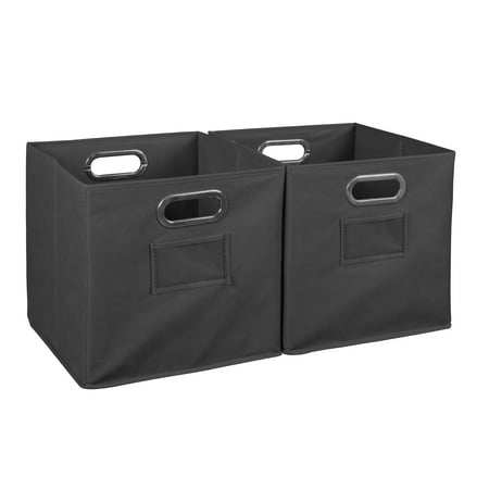 - Collapsible Home Storage Set of 2 Foldable Fabric Storage Bins- Grey