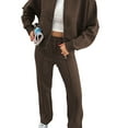 thumbnail image 2 of Lounge Sets for Women Sweatsuit 2 Piece Outfits Sweatshirt Wide Leg Sweatpant Tracksuit Matching Set Coffee XXL, 2 of 8