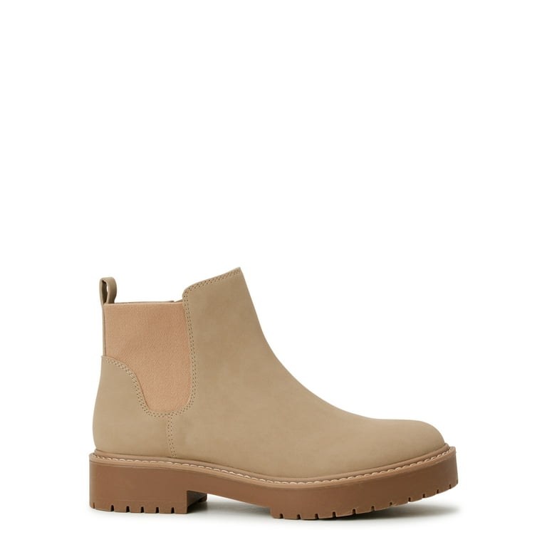 Time and Tru Women s Faux Suede Chelsea Boots with Lug Sole Wide Width Walmart