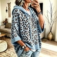 thumbnail image 5 of Womens 3/4 Sleeve Hoodies Trendy Leopard Pattern Oversized Hooded Sweatshirt Casual Fall Travel Outfit Pullover Tops, 5 of 5