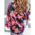 thumbnail image 4 of Weardear Women's Casual Lantern Long Sleeve Tops Abstract Print Lapel V Neck Flowy Loose Blouses, 4 of 7