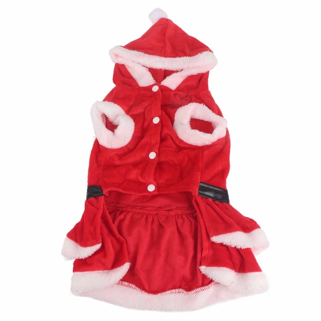Vestido de Navidad para mascotas, suave, grueso, de doble cara, forro polar Coral, transpirable, con cierre de botón, vestido de Papá Noel para invierno L