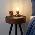 thumbnail image 4 of GZXS 15.75" Round End Table, Accent Carved Table with Two-Tone Design, and Solid Wood Legs, for Living Room/Bedroom/Couch Side, Brown+Black, 4 of 10