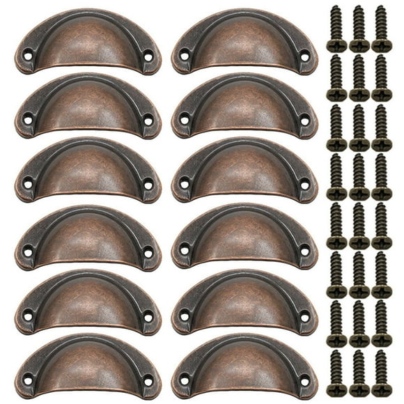 Wuztai Classical Cup Handle Pulls, Comfortable Grip Traditional Cabinet Hardware, Brushed Antique Brass Finish Strong Drawer Pulls for Kitchen Cupboard Door Furniture Wardrobe