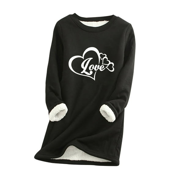 Tbopshirt Womens Hoodless Sweatshirts,Plus Size Essential Crewneck Sweatshirts Christmas Women's Round Neck Pocket Thickened Plush Warm Long Sleeve Tops