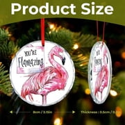 Glass Ornament Modern You Are Flamazing Beauty Pink Flamingo Crystal Glass Christmas Decor with Holiday Design Summer Tropical Birds Xmas Decor Indoor Home Holiday Party Gifts