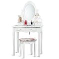 thumbnail image 1 of Gymax Bathroom Wood Vanity Makeup Dressing Table Stool Set White, 1 of 10