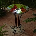 thumbnail image 3 of SOLAR LED FLORAL GLASS BIRD BATH WITH STAND - CARDINAL, 3 of 3