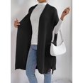 thumbnail image 2 of Women'S Ribbed Knit Cardigan Batwing Short Sleeve Oversized Casual Sweater Chunky Side Split Long Coat Black One Size, 2 of 7