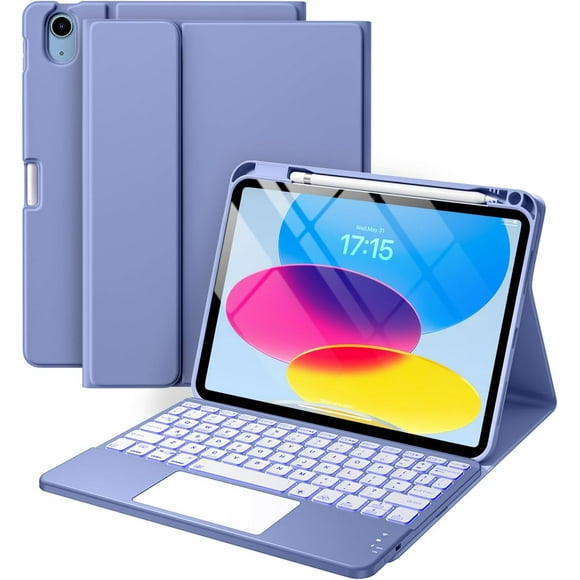 Funbiz Compatible with Apple iPad A16 11th 10th Generation Case with Keyboard 7 Color Backlight Detachable Wireless Keyboard Case Cover with Touchpad for iPad 11th Gen 11 inch & 10th Gen 10.9 inch