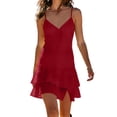 thumbnail image 3 of Taqqpue Women Tank Dress V Neck Sleeveless Sundress Ruffle Hem Knee Length Spaghetti Strap Midi Dress, 3 of 8