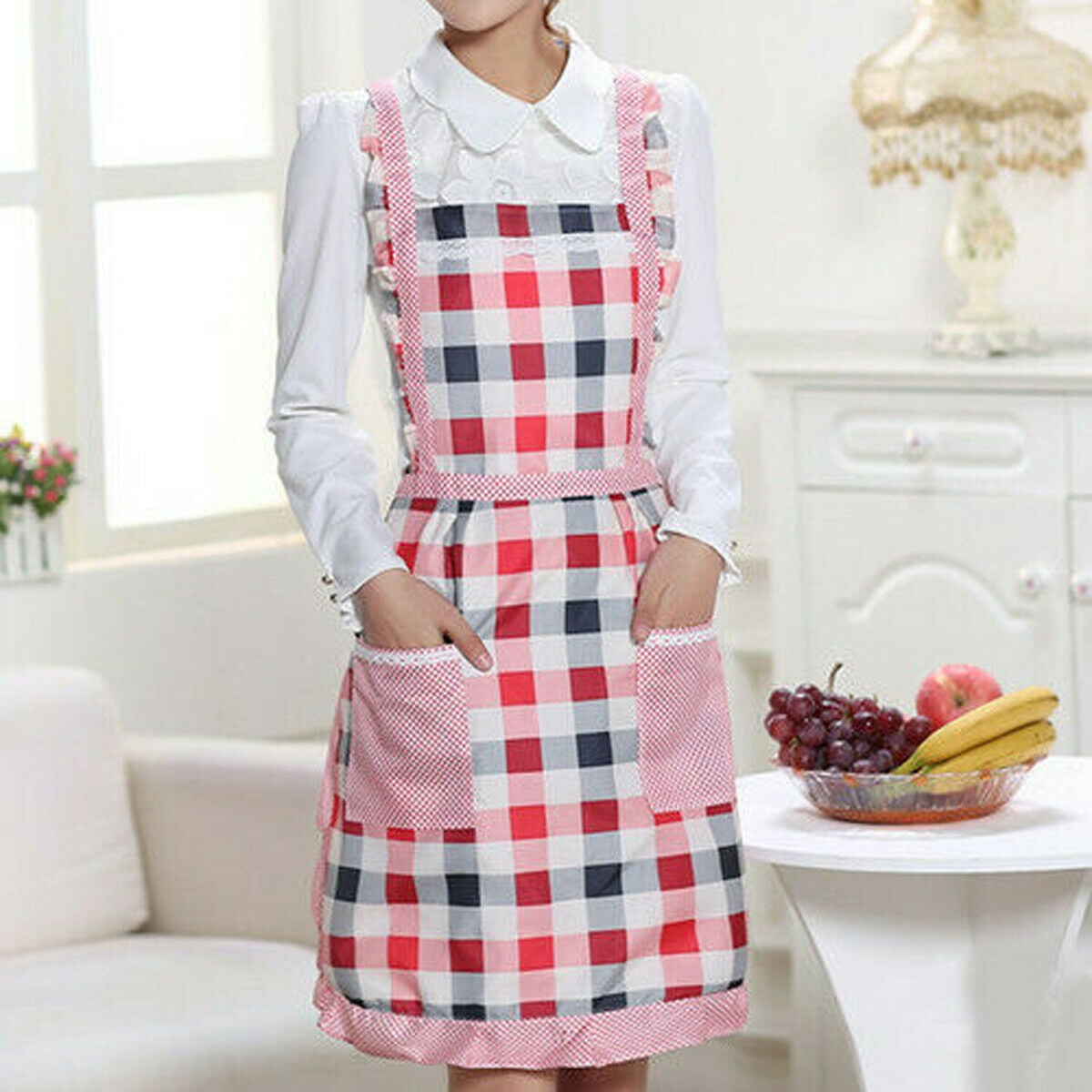 Hot 1PC Women Muti-Color Cooking Kitchen Restaurant Bib Apron Dress with Pocket 