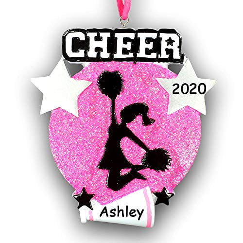 Personalized Cheerleader Christmas Ornament For Cheerleading Cheer Girl Featuring Megaphone And Pom Poms On Pink Glitter Your Choice Of Name And Year Walmart Com Walmart Com