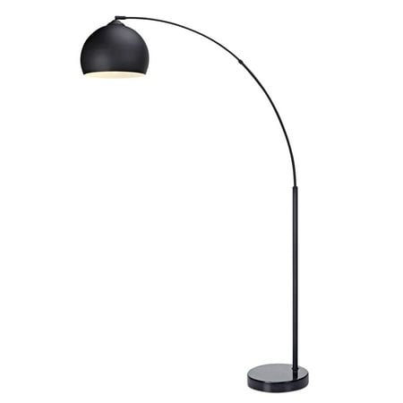 - Versanora - Arquer Arc Floor Lamp with Black Shade and Black Marble Base