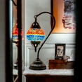 thumbnail image 2 of SILVERFEVER Turkish Moroccan Mosaic Table Lamp - Handmade Swan Neck Tiffany Glass Table Bedside Lamps w Bronze Base14.5 LED Bulb Included Ocean Sunset, 2 of 7