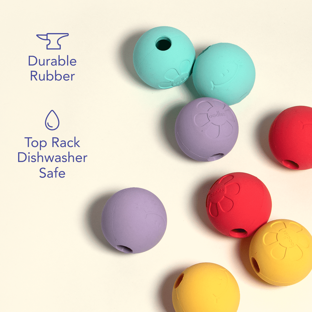 Oodles Durable Rubber Multi-Colored Fetch Dog Toy, 8PK, 2.5"