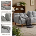 thumbnail image 4 of MIKIBAMA 75" Gray 3 Seat Linen Convertible Futon Sofa Bed Tufted Design Adjustable Backrests With Solid Wood Legs for Small Spaces, 4 of 7
