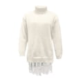 thumbnail image 3 of Women's Oversized Turtleneck Sweater and Mini Skirt Set, Layered Lace Trim Outfit, Casual Streetwear Suit, Loose Fit Two Piece Set, Fall Winter Spring Outfit White S, 3 of 3