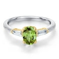 thumbnail image 3 of Gem Stone King 10K Two Tone Gold Green Peridot and Lab Grown Diamond Engagement Ring for Women | 1.10 Cttw | Oval 7X5MM | Gemstone August Birthstone | Size 6, 3 of 6