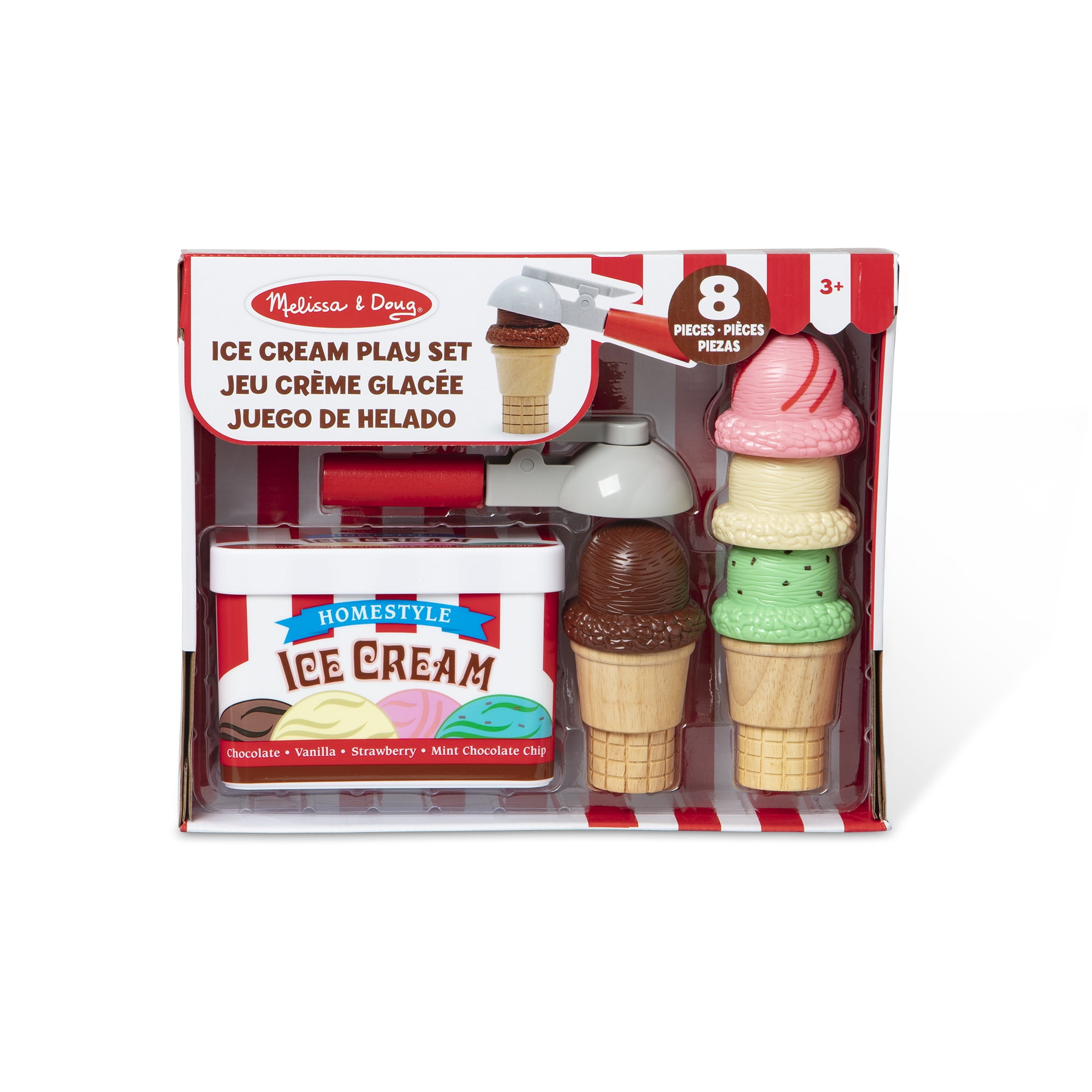 Melissa & Doug Scoop and Stack Ice Cream Cone Wooden Magnetic Pretend Play Food Set, Preschool Toy - FSC Certified, MELISSA & DOUG SCOOP N STACK ICE C